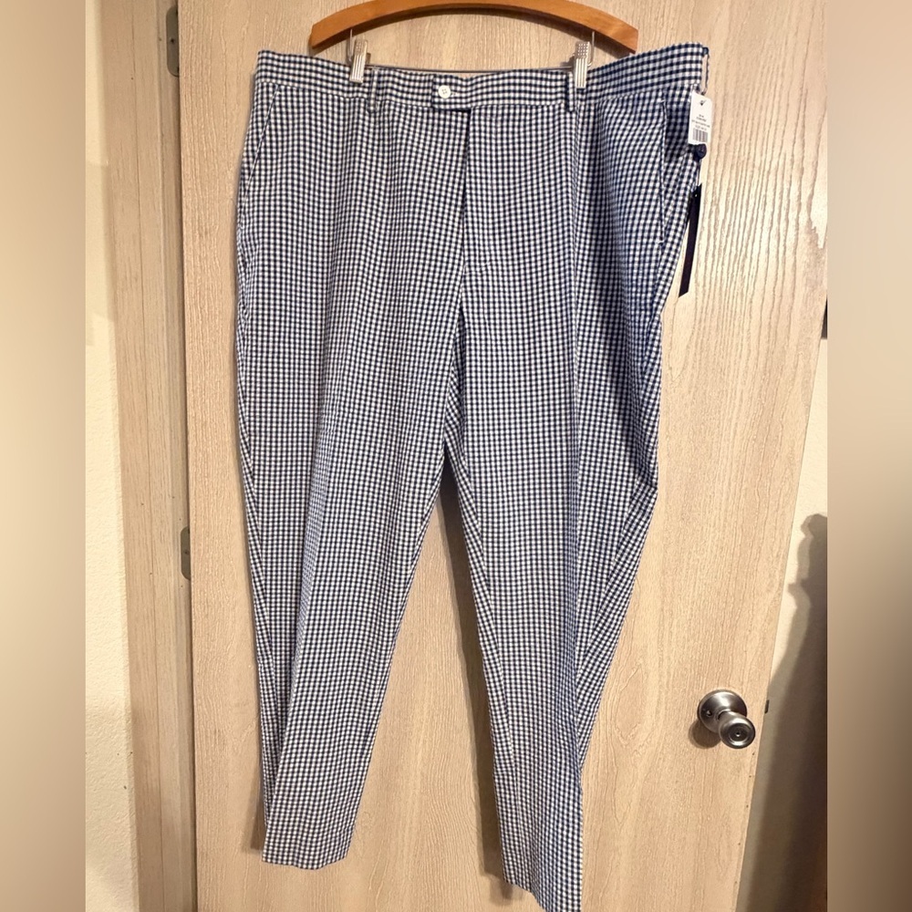 Men's Linea Uomo Checkered Pants - Navy and White